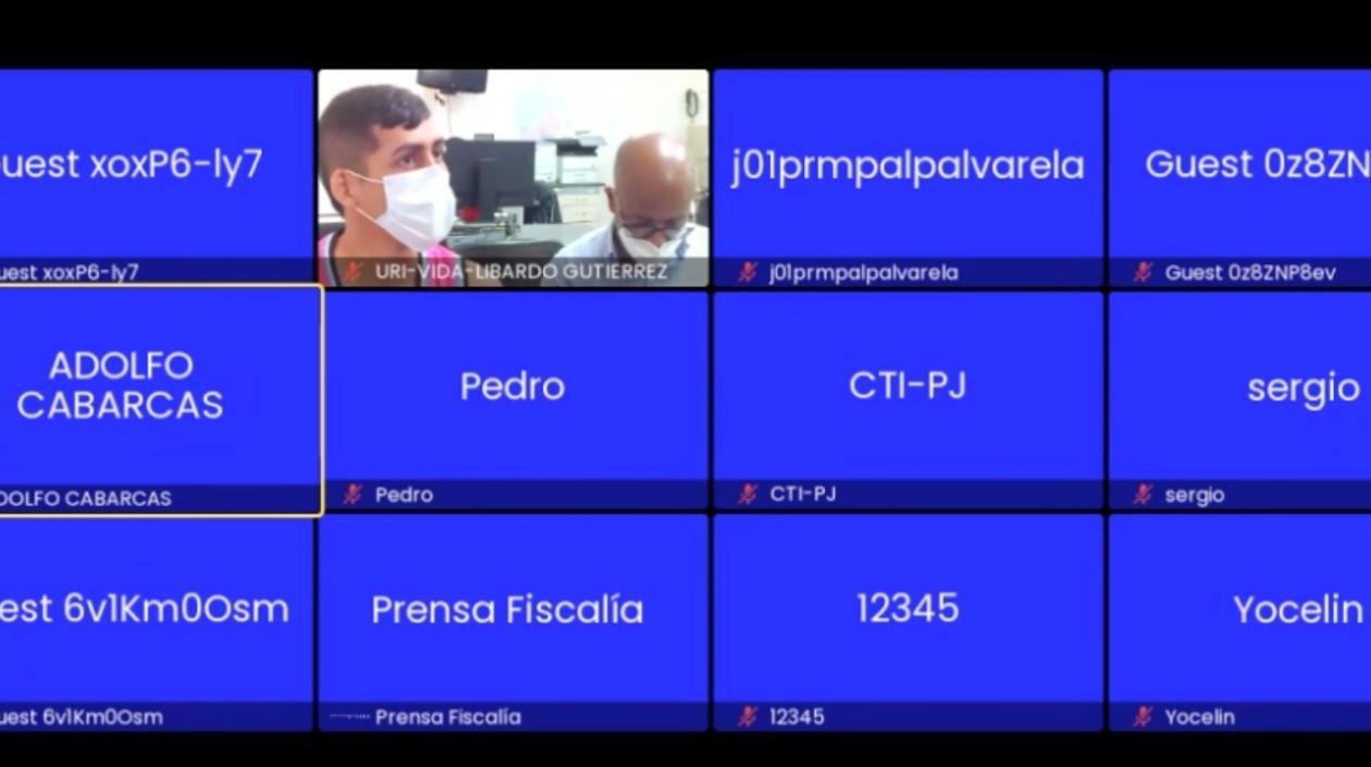 Aspecto de la audiencia virtual contra Libardo Gutiérrez. 