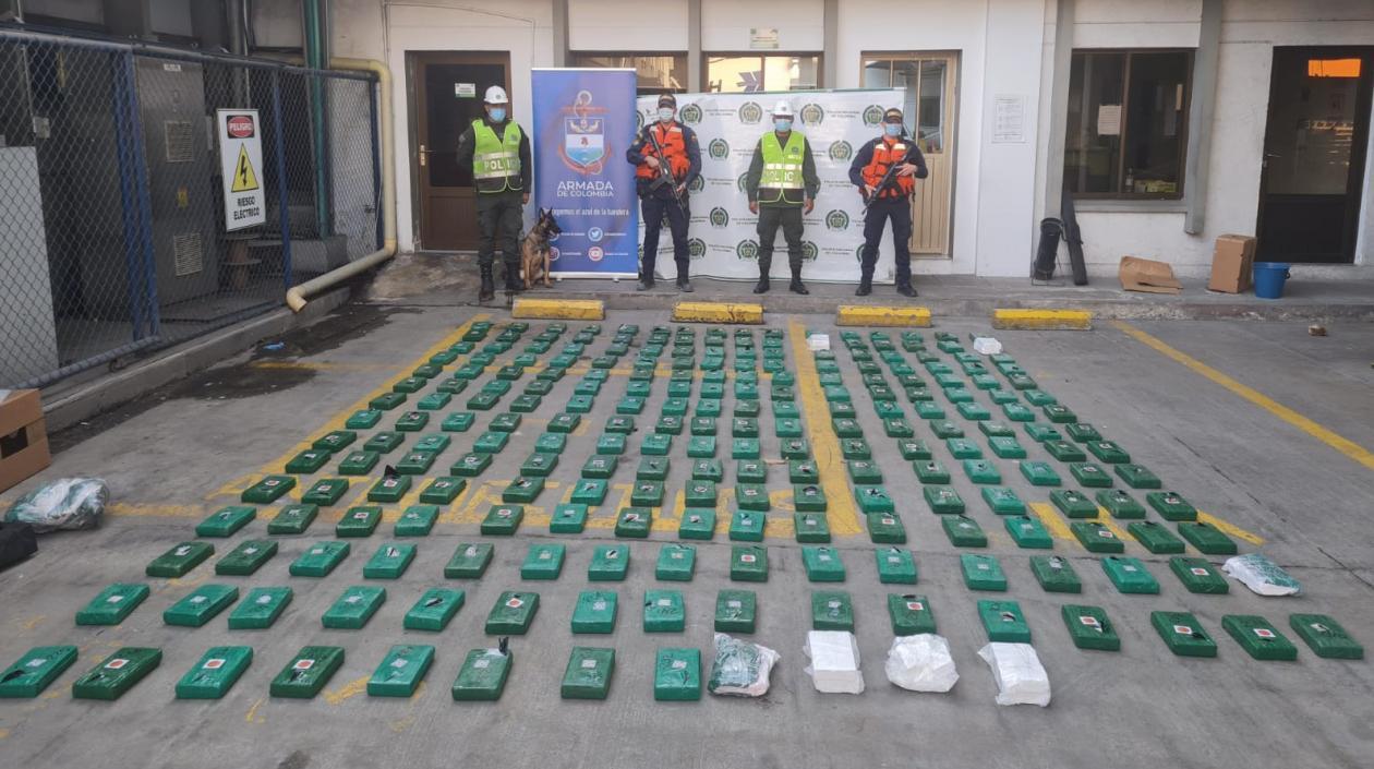 Droga incautada por las autoridades en el puerto de Santa Marta. 