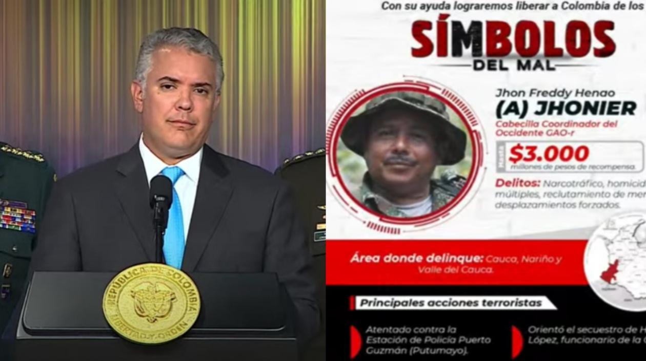 Presidente Duque anunció la neutralización de alias 'Jhonier'.