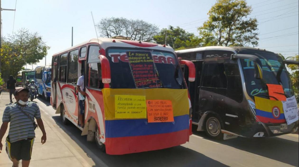 Protesta de buseteros en jornadas anteriores. 