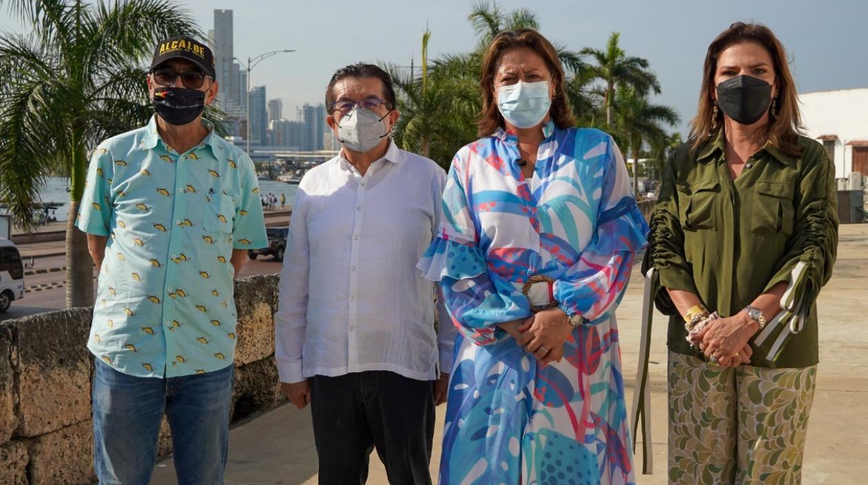 Alcalde de Cartagena, William Dau; el ministro de Salud, Fernando Ruiz; ministra de Comercio, María Ximena Lombana, y la presidenta de Procolombia, Flavia Santoro.