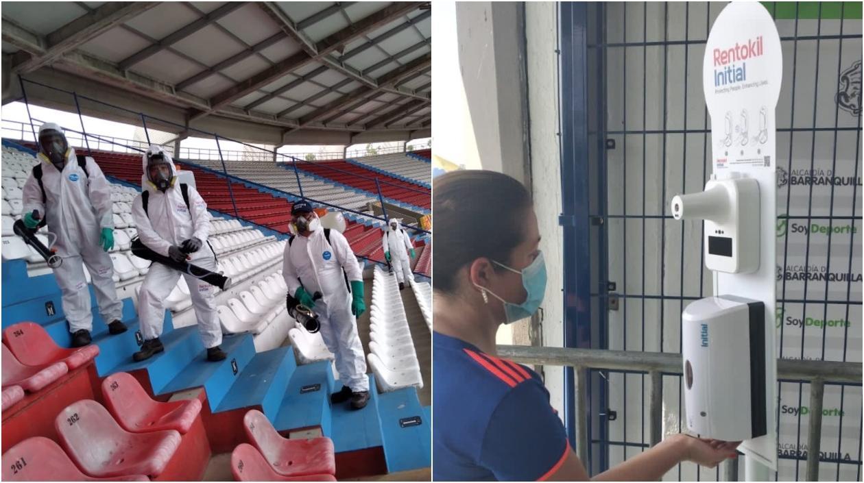 Proceso de sanitización del estadio Metropolitano. 