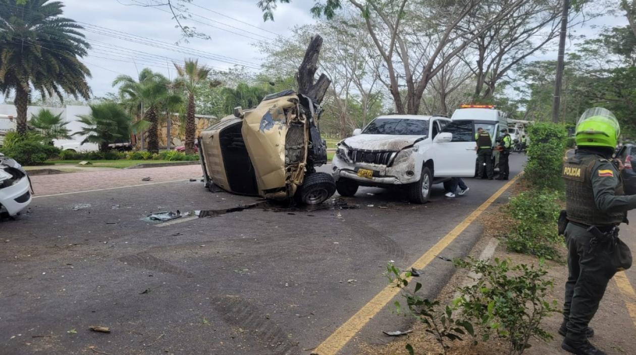 Aspecto del accidente ocurrido entre Montería y Cereté. 