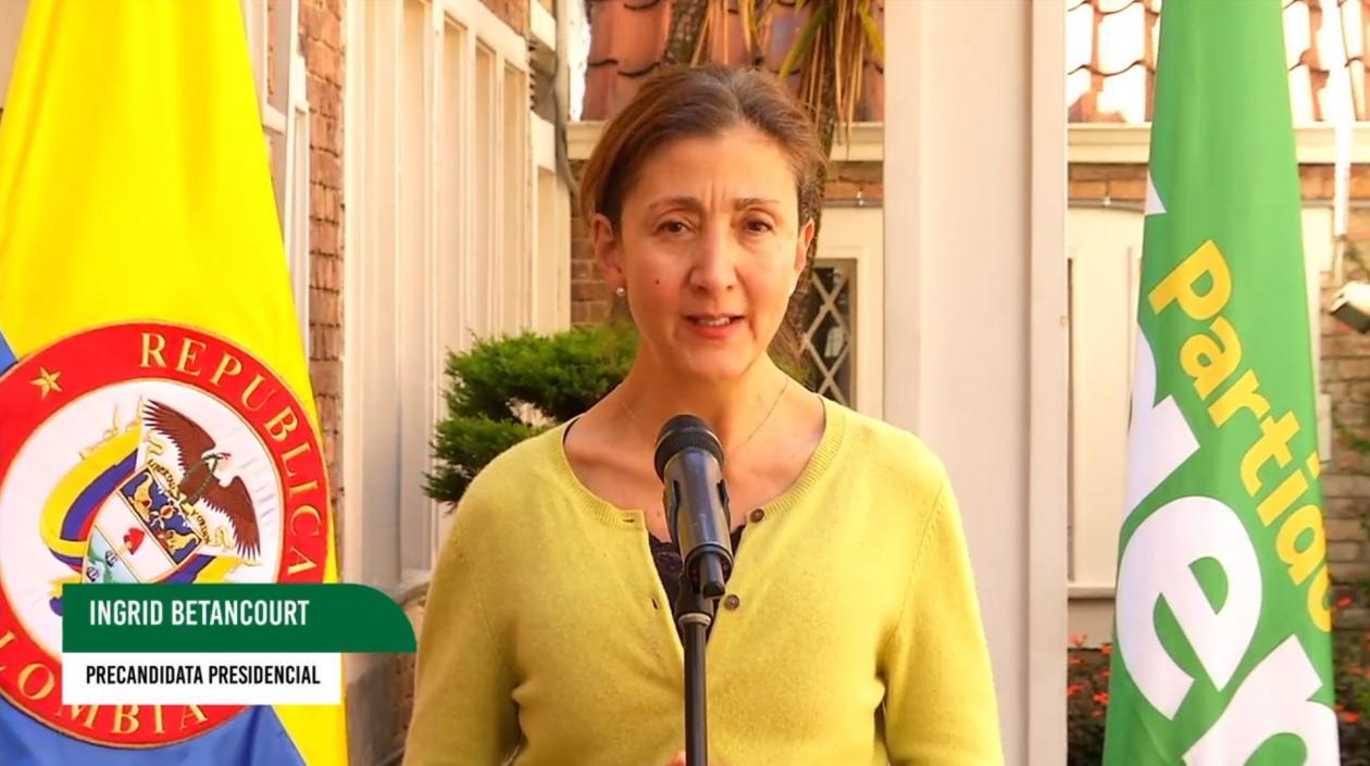 La candidata presidencial Ingrid Betancourt 