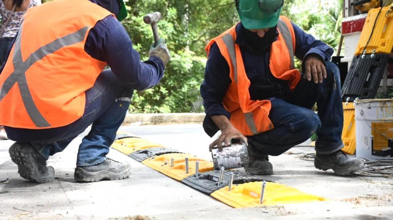 Instalación de los resaltos.