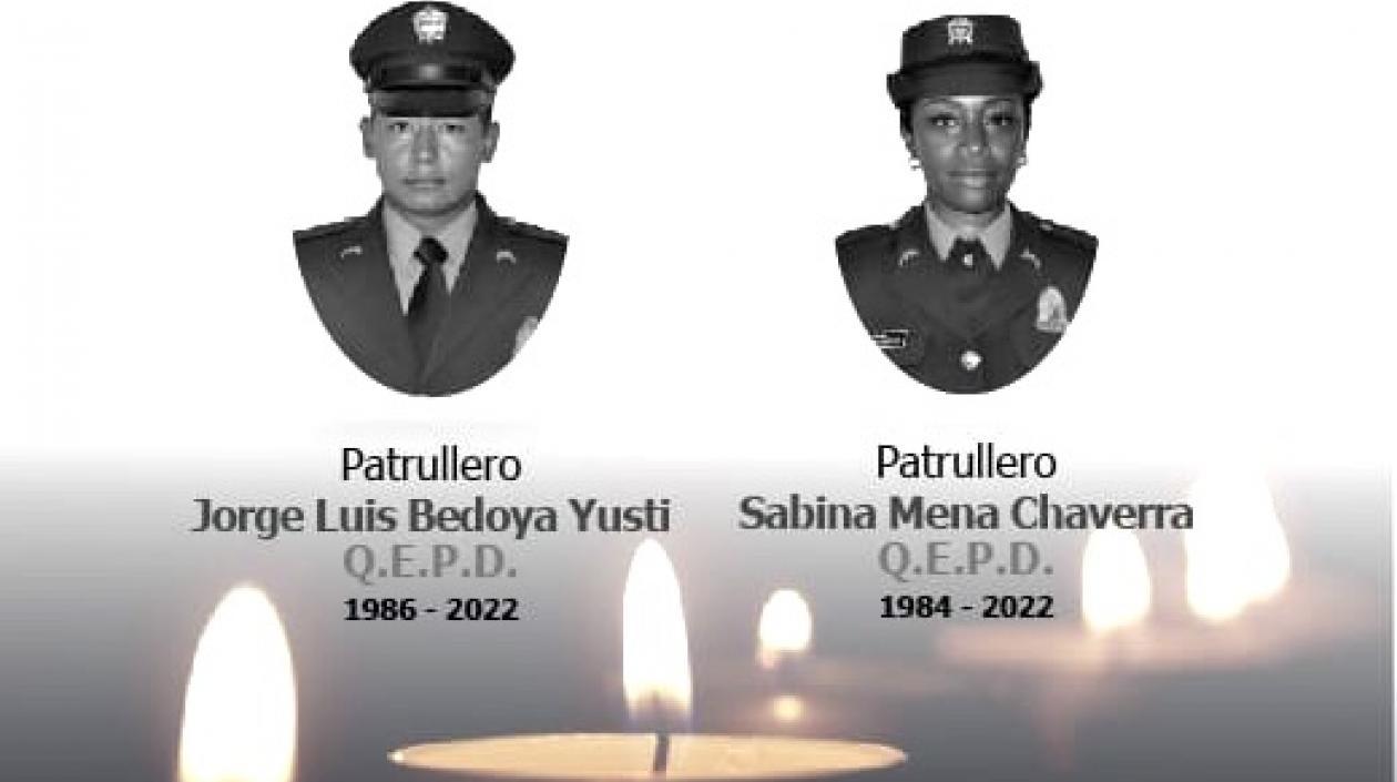 Los dos patrulleros fallecidos en el accidente de tránsito.