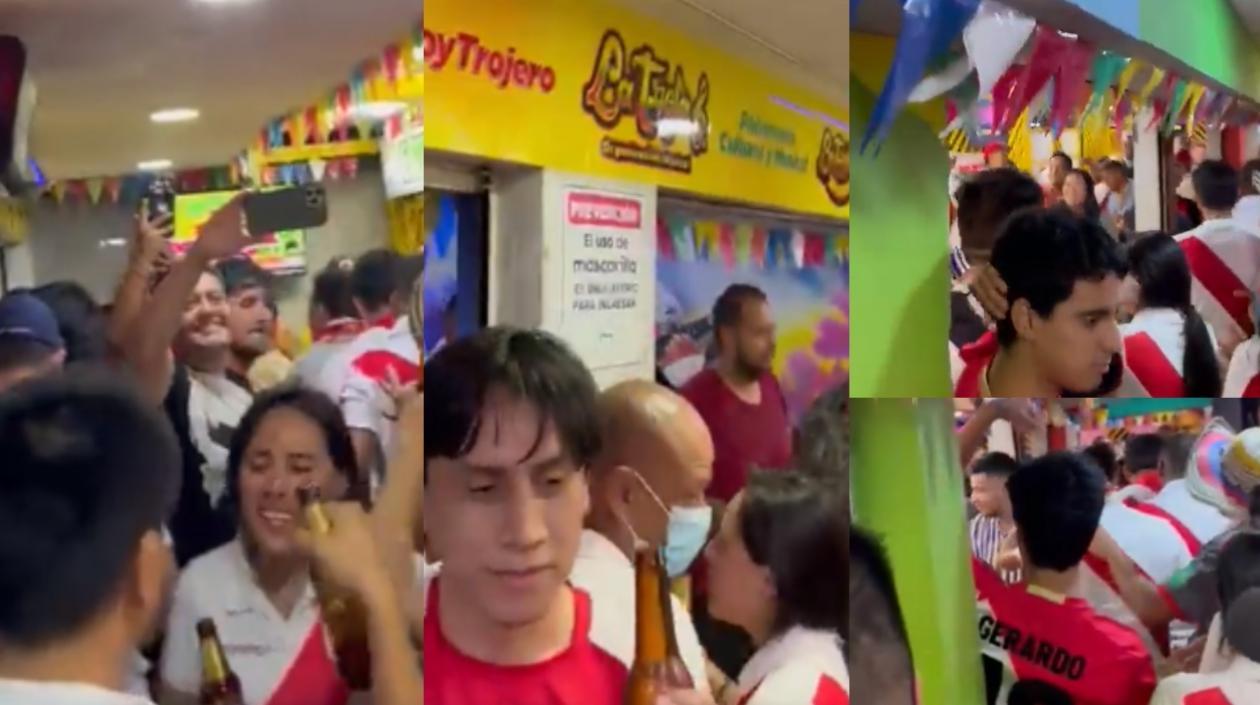 Peruanos celebrando el triunfo de su selección en La Troja.