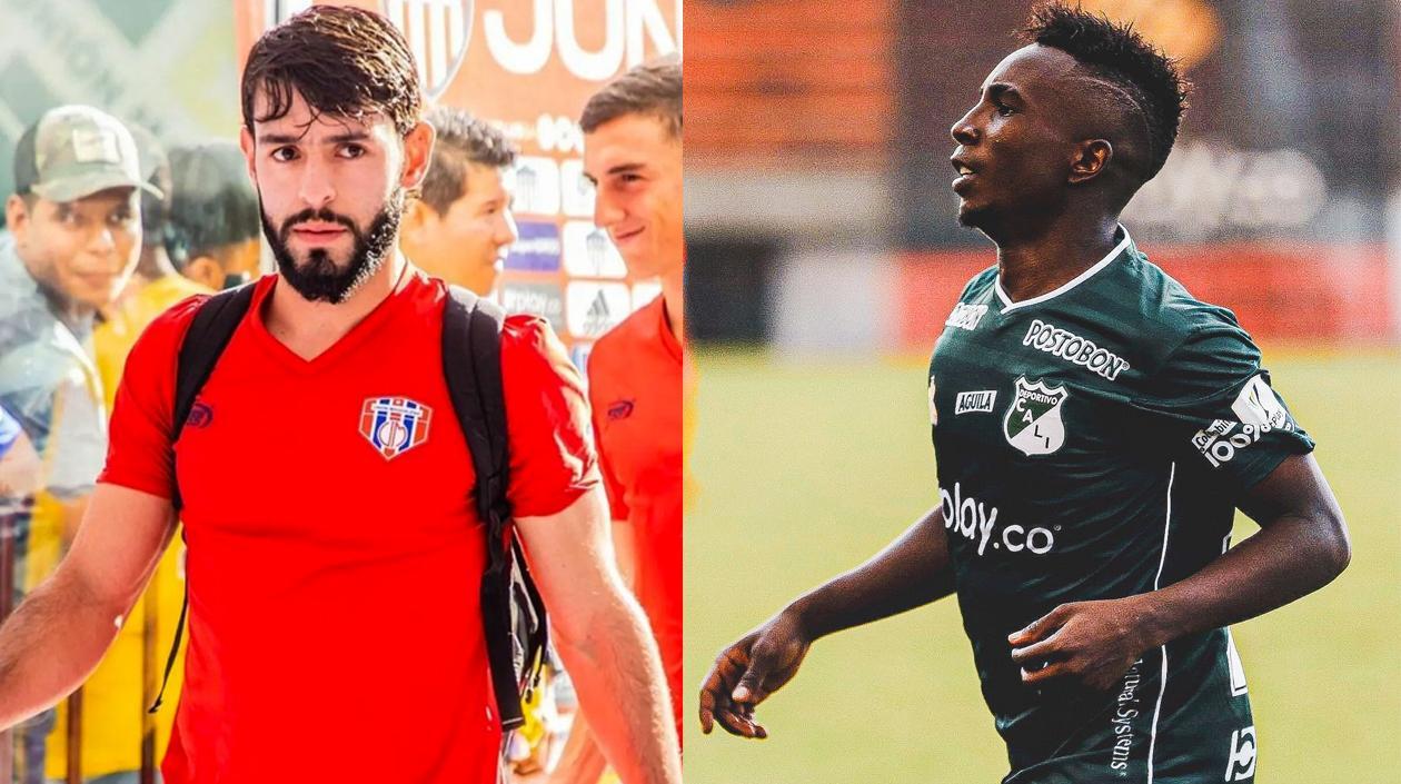 Nicolás Gil, del Unión, y Kevin Velasco, del Cali,