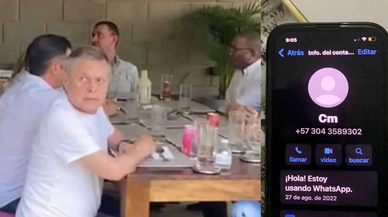 El empresario Carlos Mattos. A su lado el celular que estaría usando en su celda.