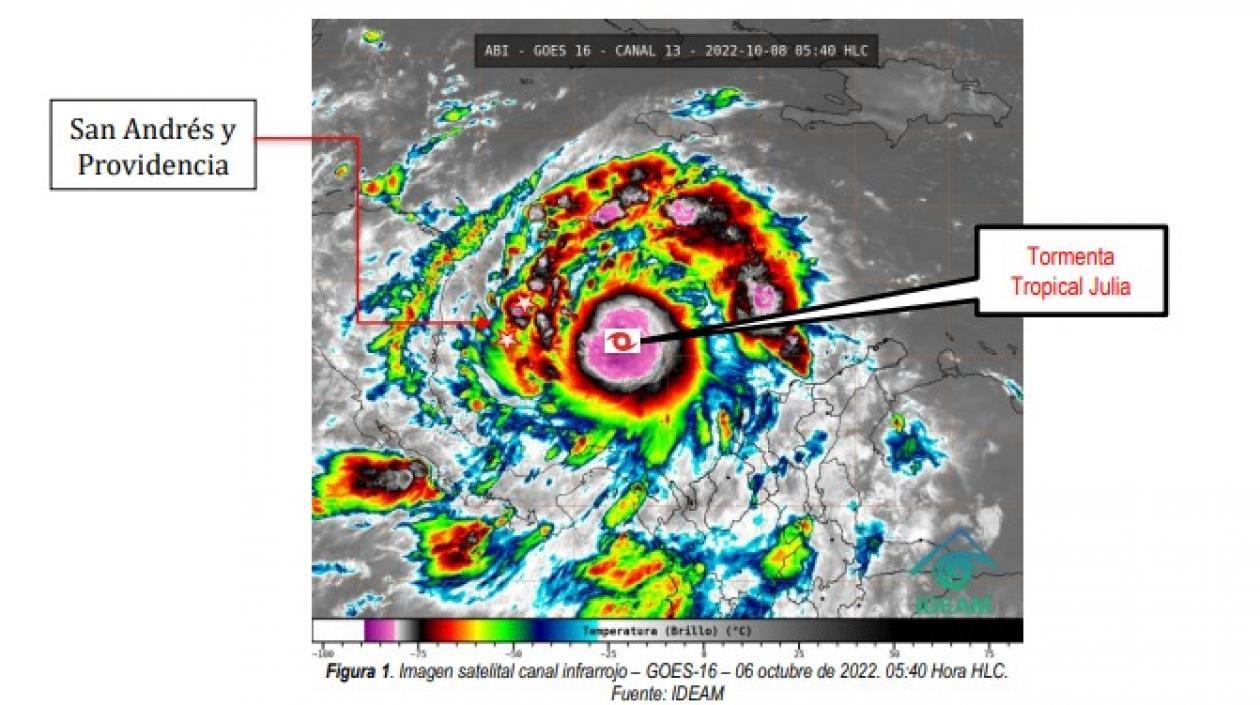 'Julia' en su desplazamiento hacia San Andrés este sábado.