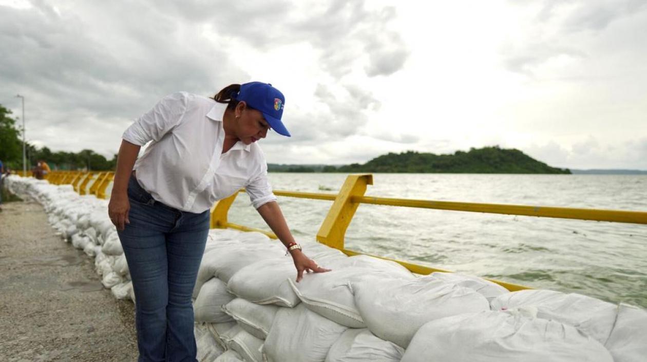 Implementación de sacos a orillas del Embalse del Guájaro.
