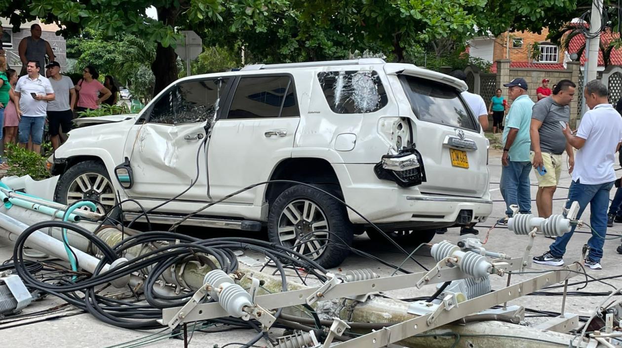 Camioneta impactada.