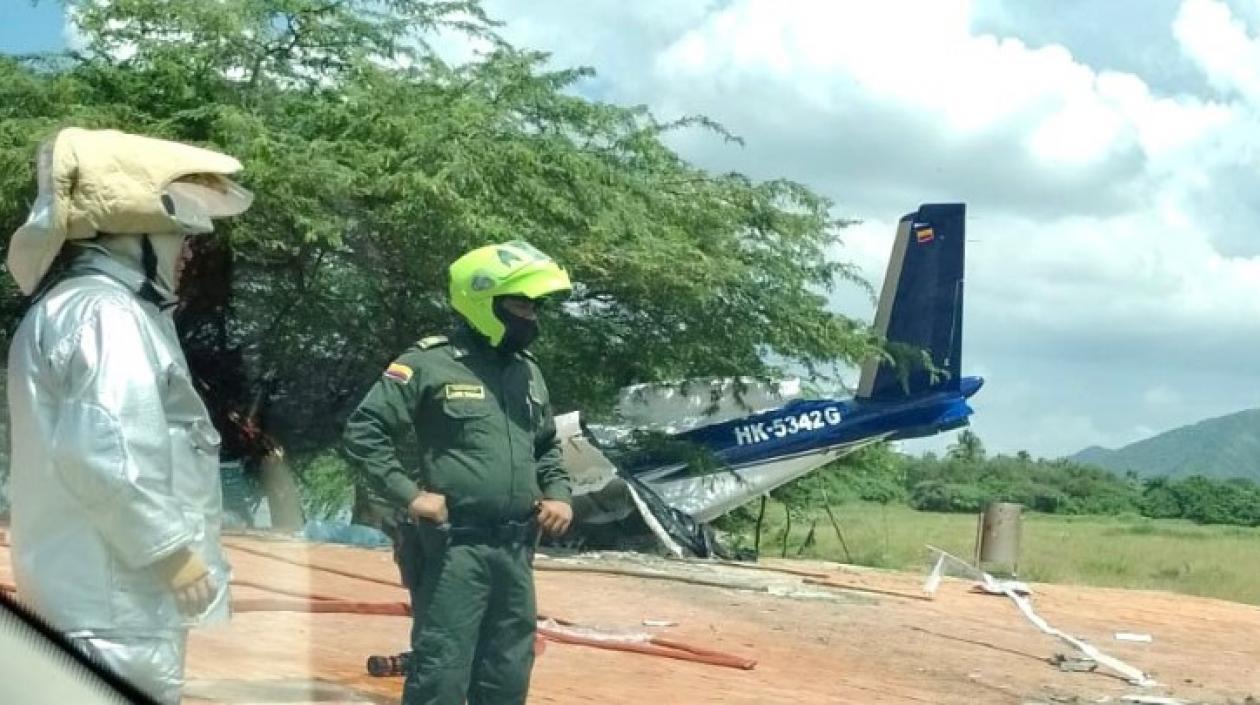 Estado en que quedó la avioneta después del accidente.