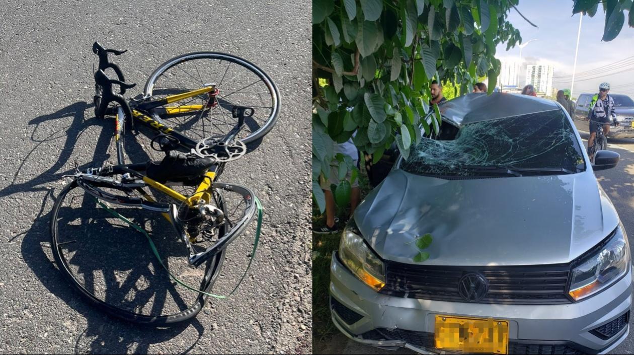 Vehículo que embistió y mató al ciclista en la Vía al Mar. 