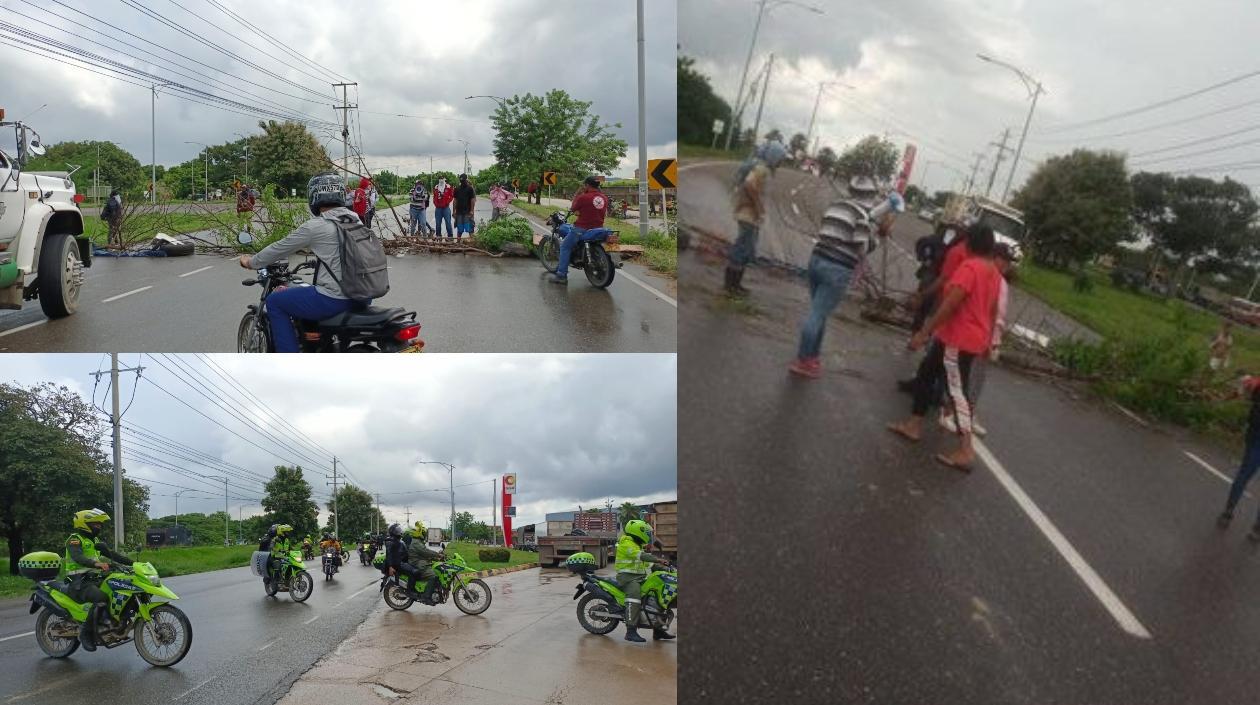 Momentos del bloqueo de la vía. 