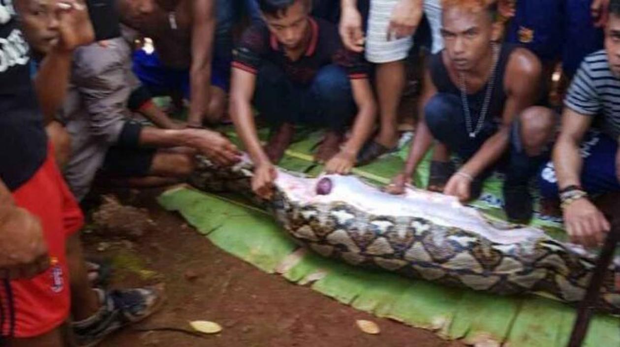 La serpiente con la mujer dentro de su cuerpo.