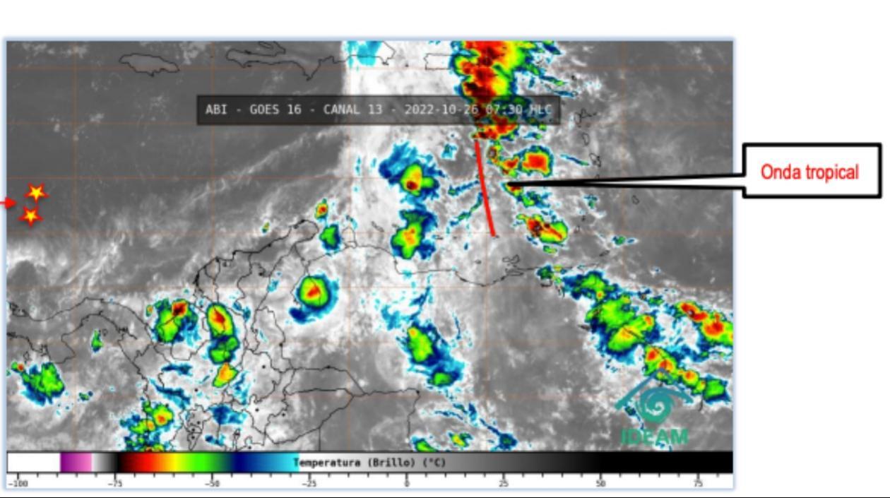 Aspecto de la nueva onda tropical en el Mar Caribe. 