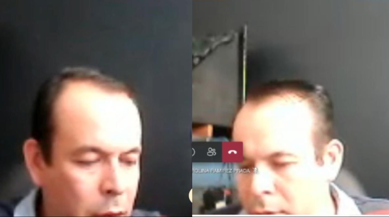 Teniente coronel Fredy Leonardo Patiño durante la audiencia virtual. 