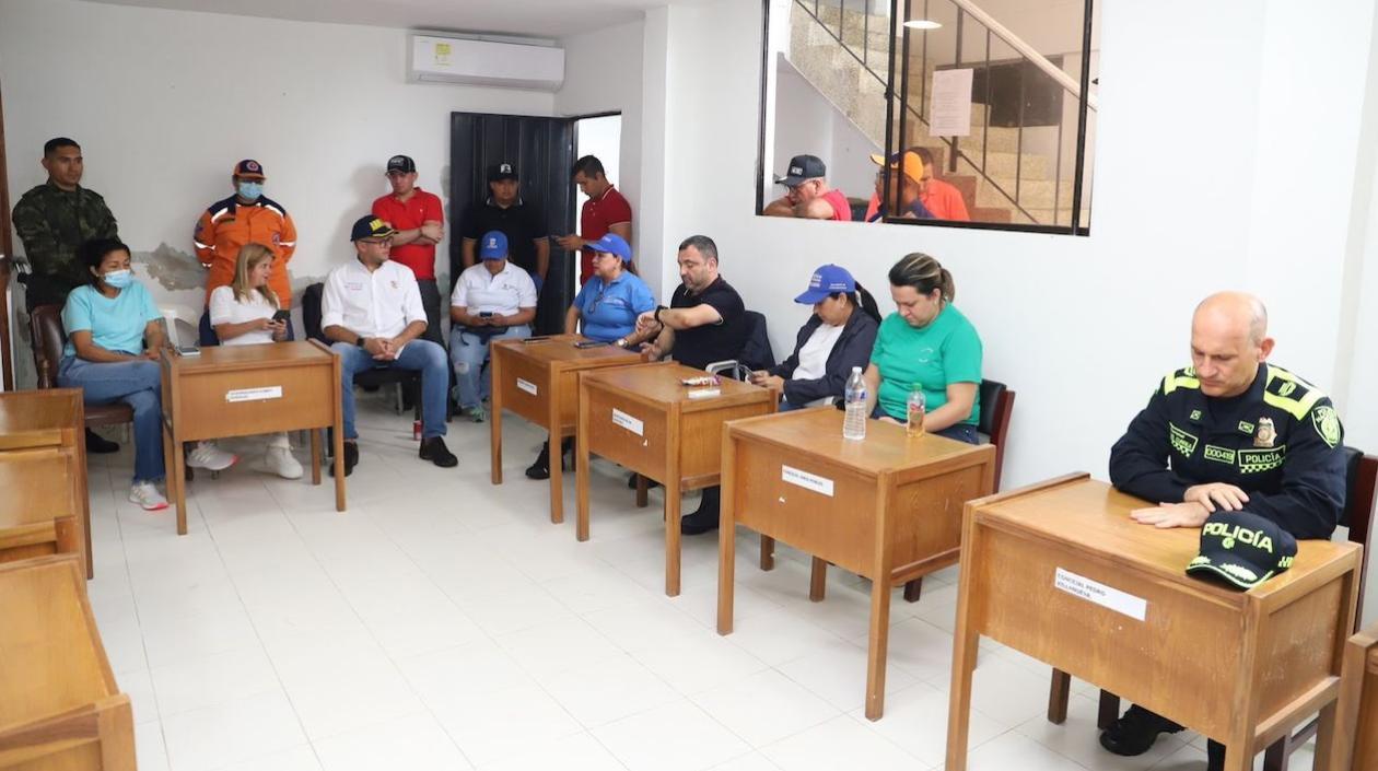 La Gobernadora Elsa Noguera presidiendo el PMU en Piojó.