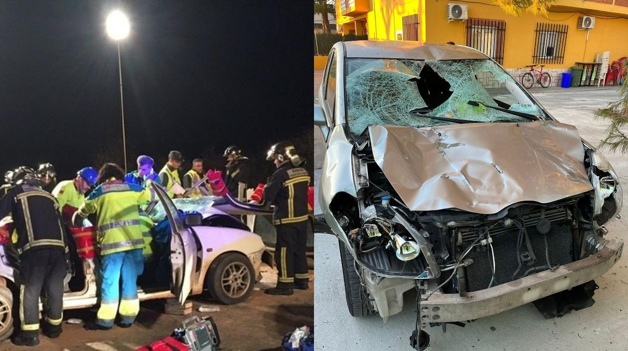 Momento de los hechos y automóvil accidentado.