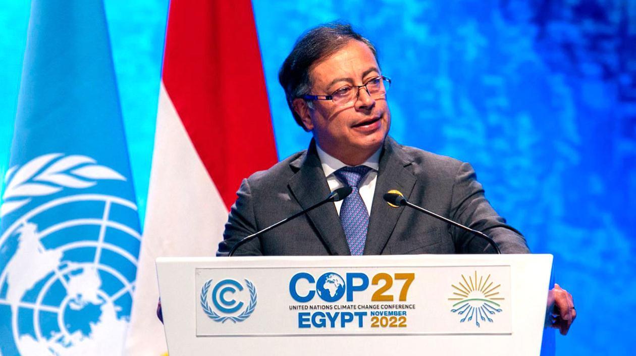 El Presidente Gustavo Petro interviniendo en COP 27.