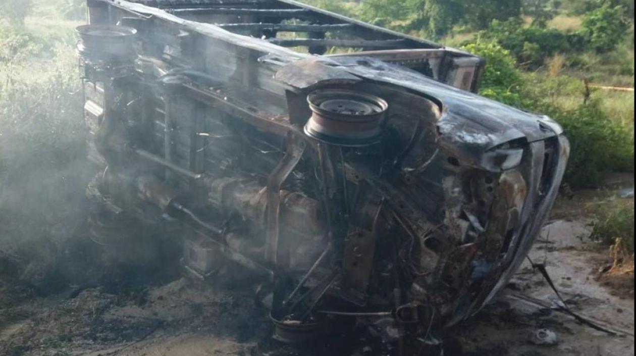 Así quedó el furgón.