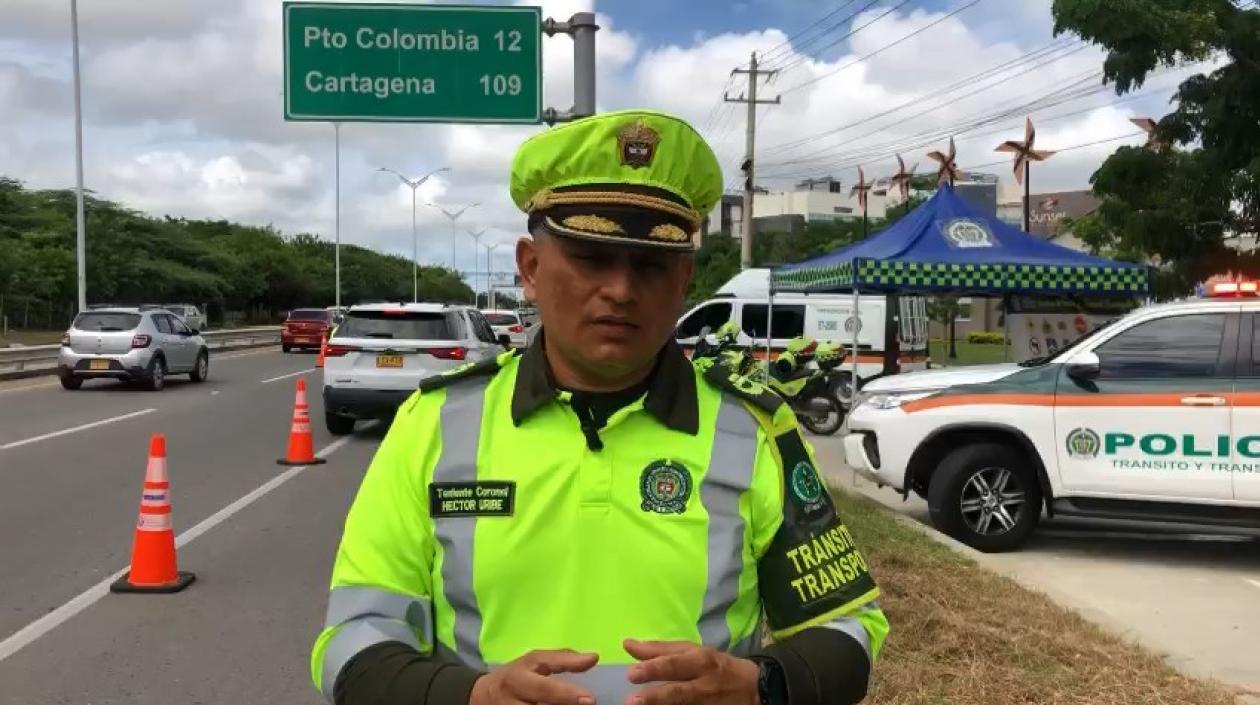 Teniente coronel Héctor Uribe, jefe seccional de Tránsito y Transporte Policía Metropolitana de Barranquilla.