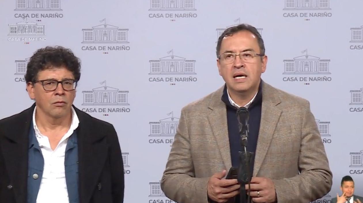 El Director de la UNGRD Javier Pava y el Ministro del Interior Alfonso Prada.