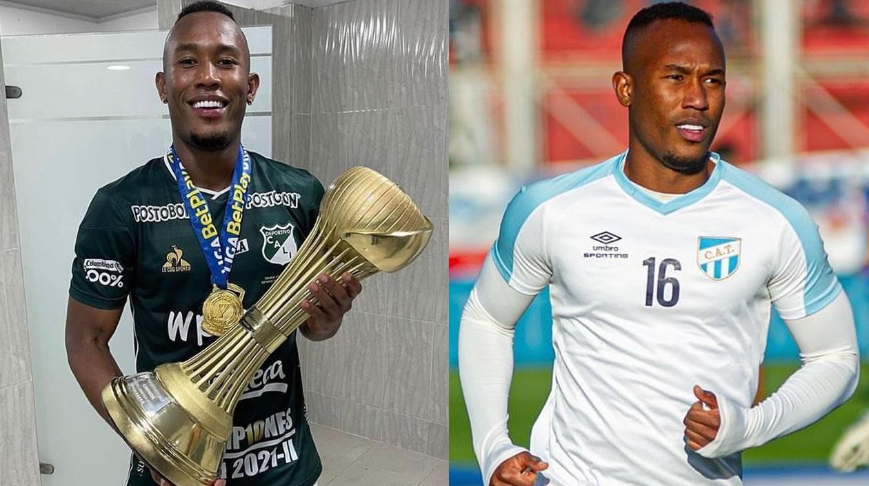 Celebrando el título con el Deportivo Cali y vistiendo la camiseta de Atlético Tucumán.