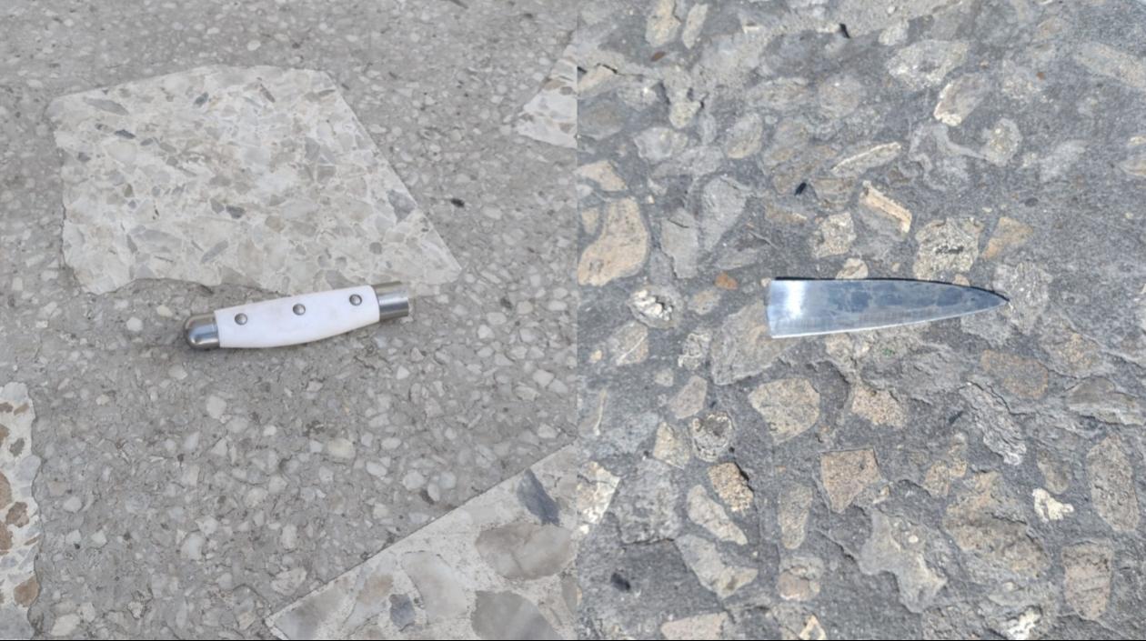 Cuchillo usado por el agresor contra el contratista de Air-e. 