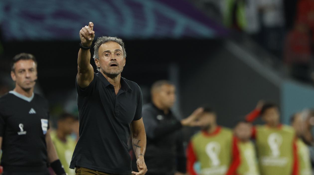 Luis Enrique durante el partido de cuartos de final contra Marruecos.