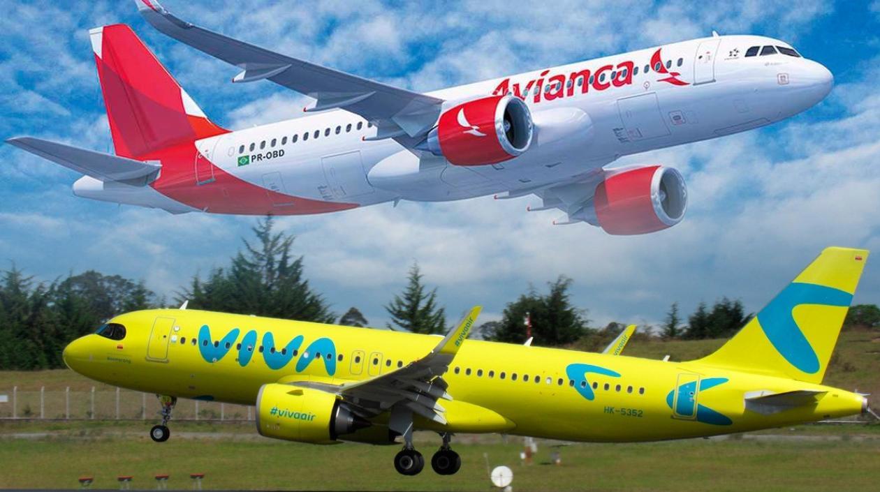 Aviones de Avianca y Viva Air.