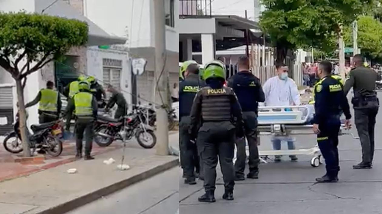 La Policía en el lugar donde ocurrió el intercambio de disparos. 