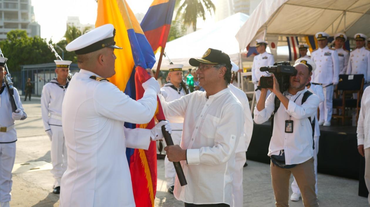 El presidente Petro en la ceremonia de este jueves en Cartagena.