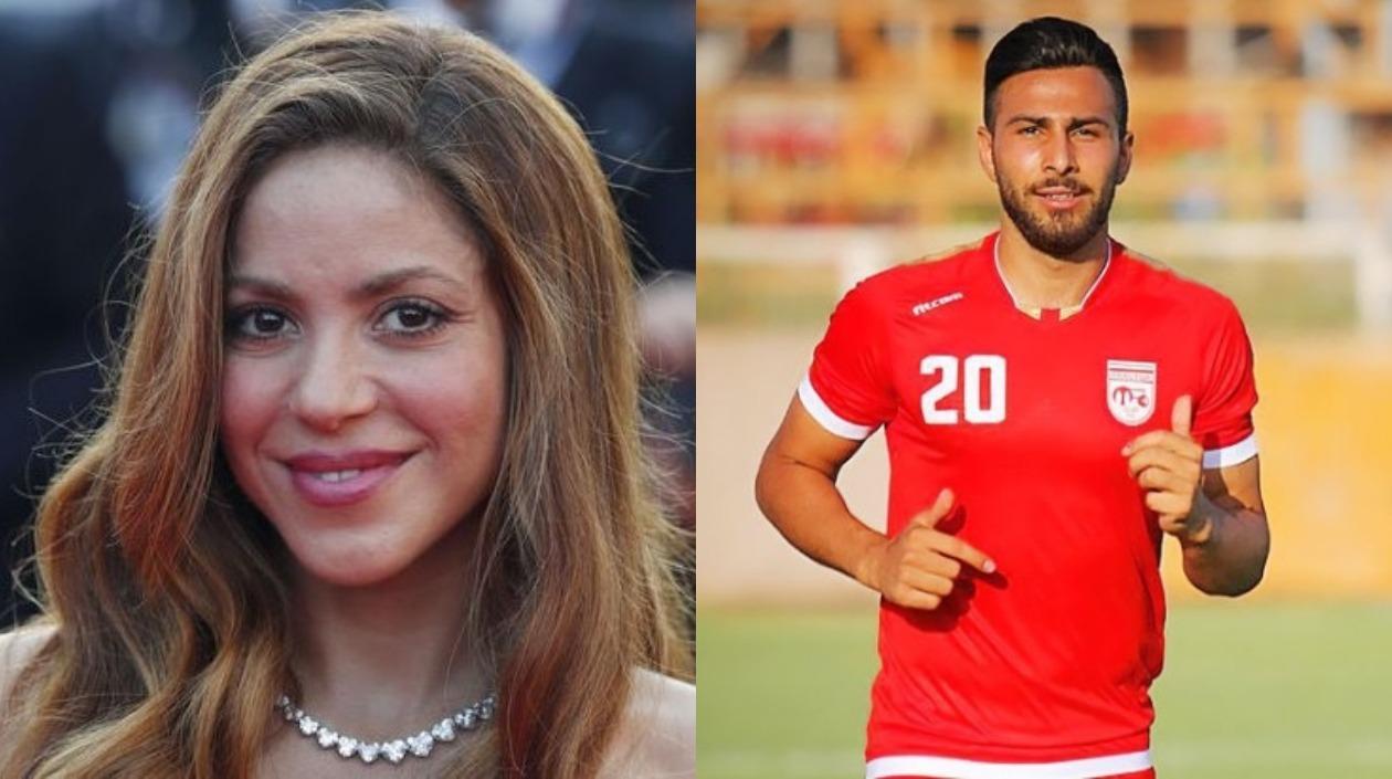 Shakira y el jugador iraní Amir Nasr.