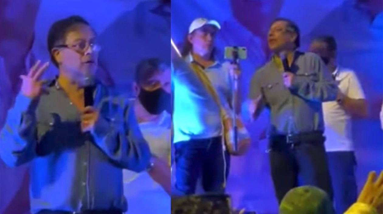 El candidato Gustavo Petro durante su criticada intervención.