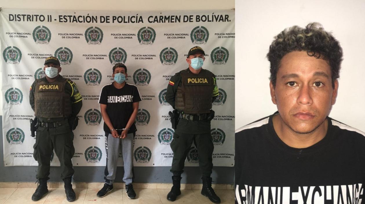 Aldair Jesús Vargas Escobar tras ser capturado en el Carmen de Bolívar. 