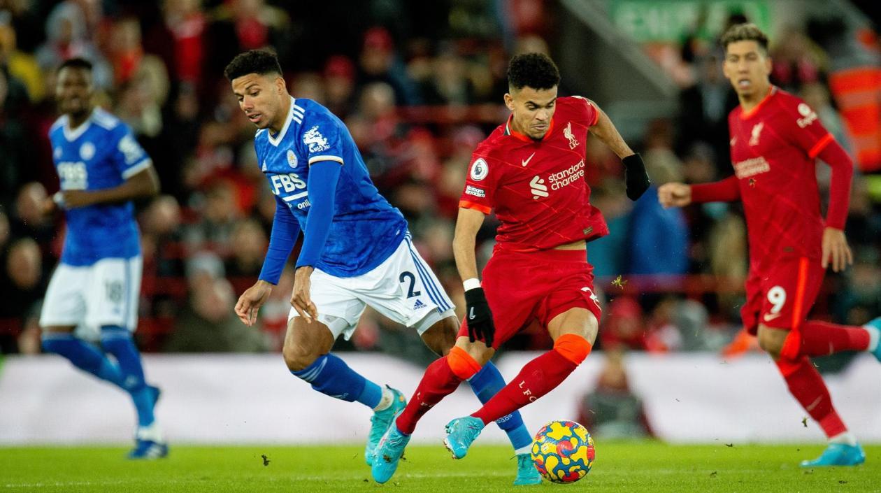 Luis Díaz en su primer partido de titular con el Liverpool. 