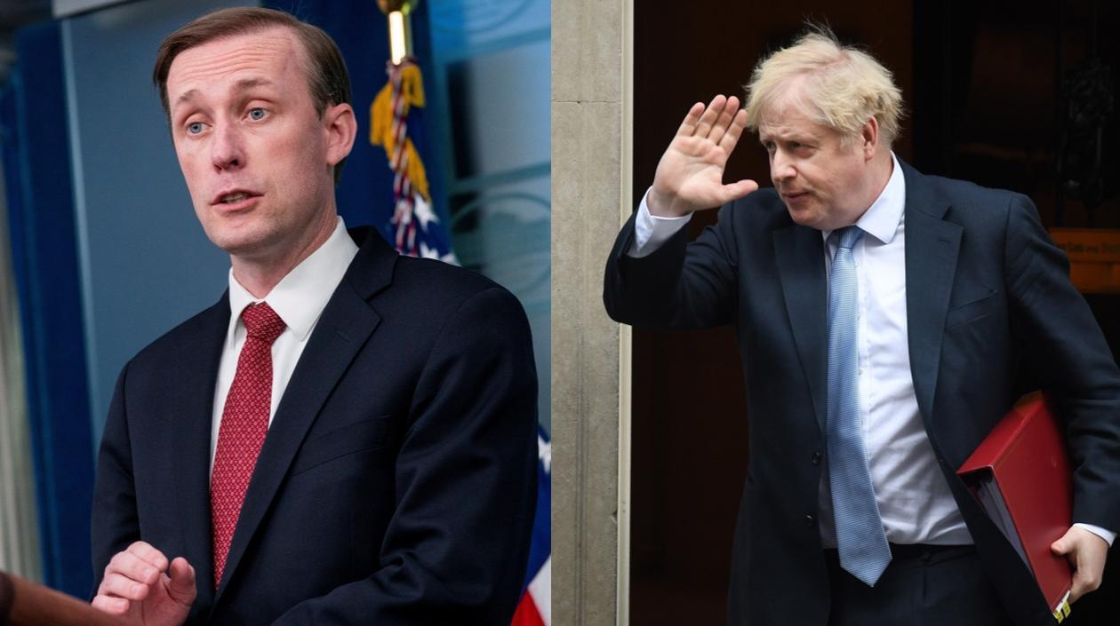 Jake Sullivan y Boris Johnson.