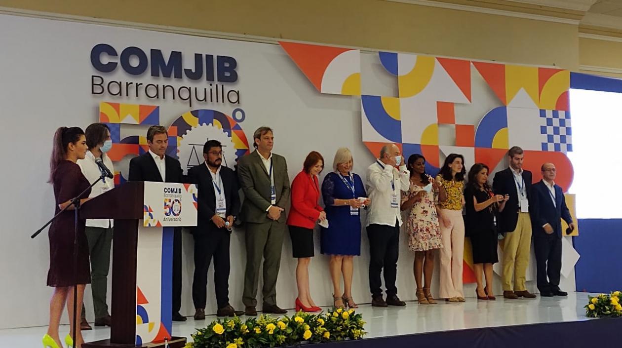 Los firmantes de la Declaración de Barranquilla de la 50 Conferencia de Ministros de Justicia de Iberoamérica.