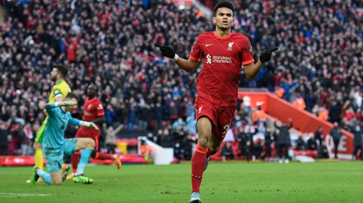 Luis Díaz celebra su primer gol. 