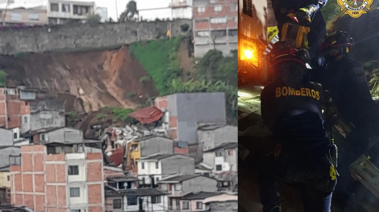 Derrumbe en barrio de Manizales.