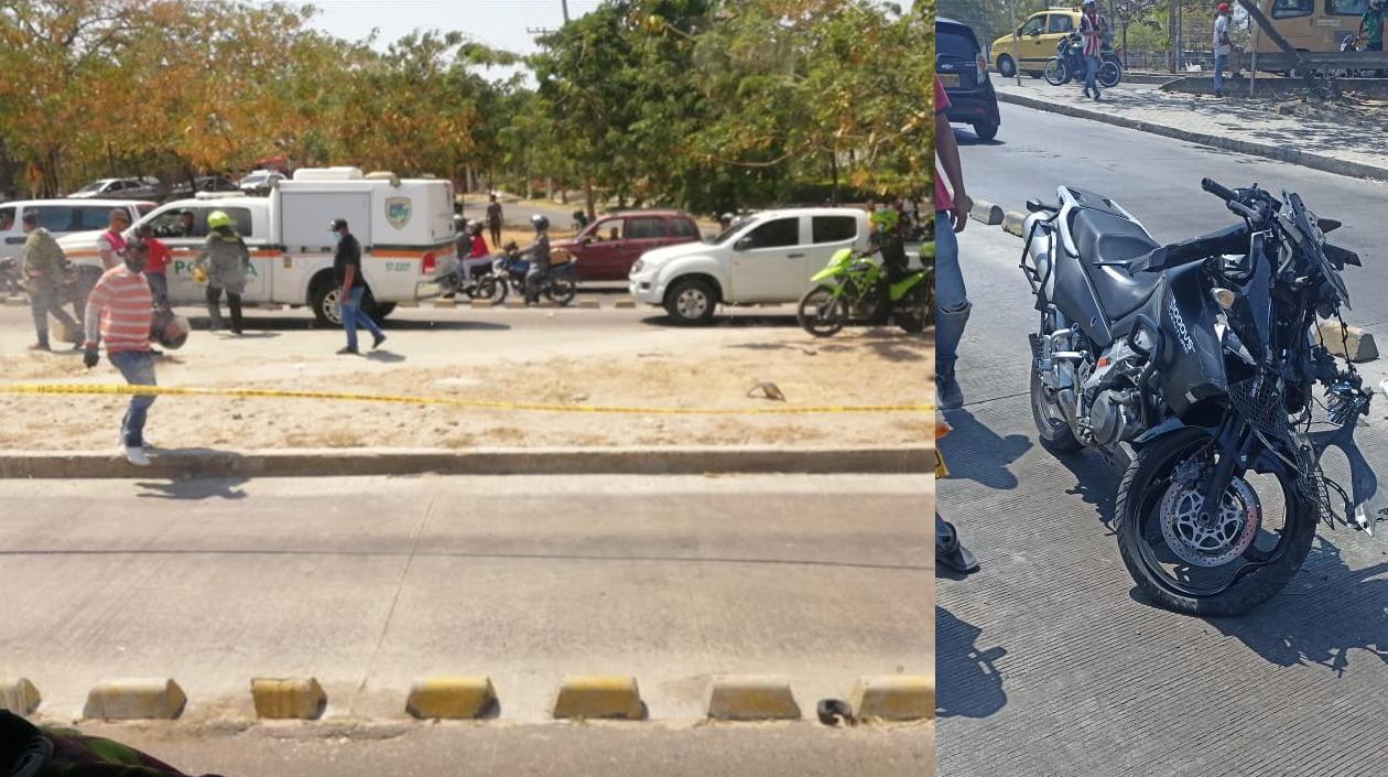 Una de las motos implicadas en el accidente. 