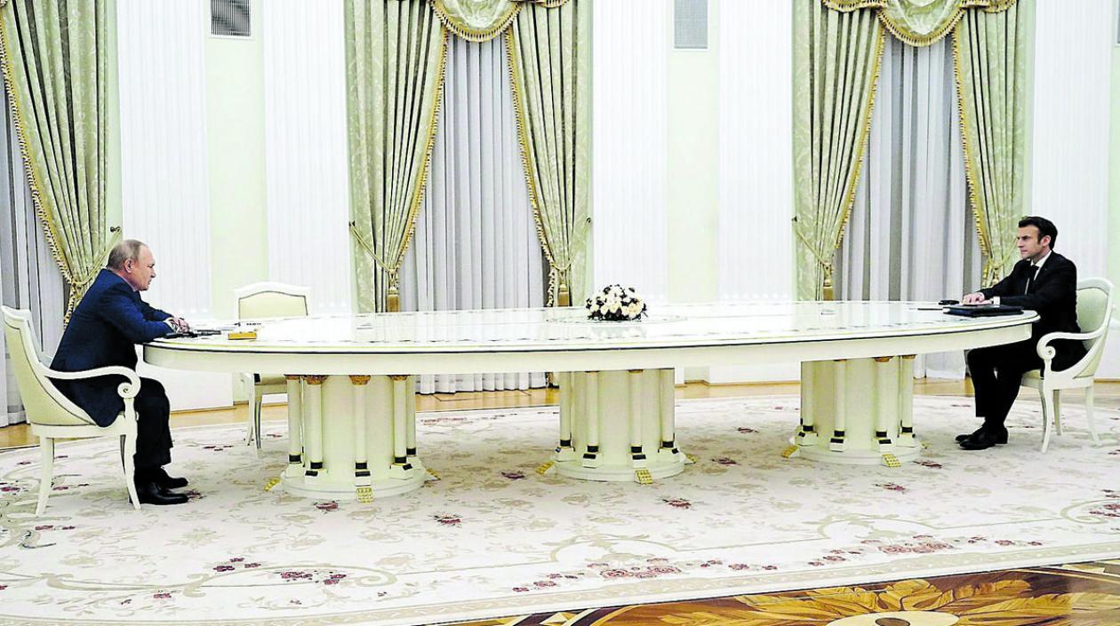 El presidente ruso, Vladímir Putin y el francés, Emmanuel Macron.