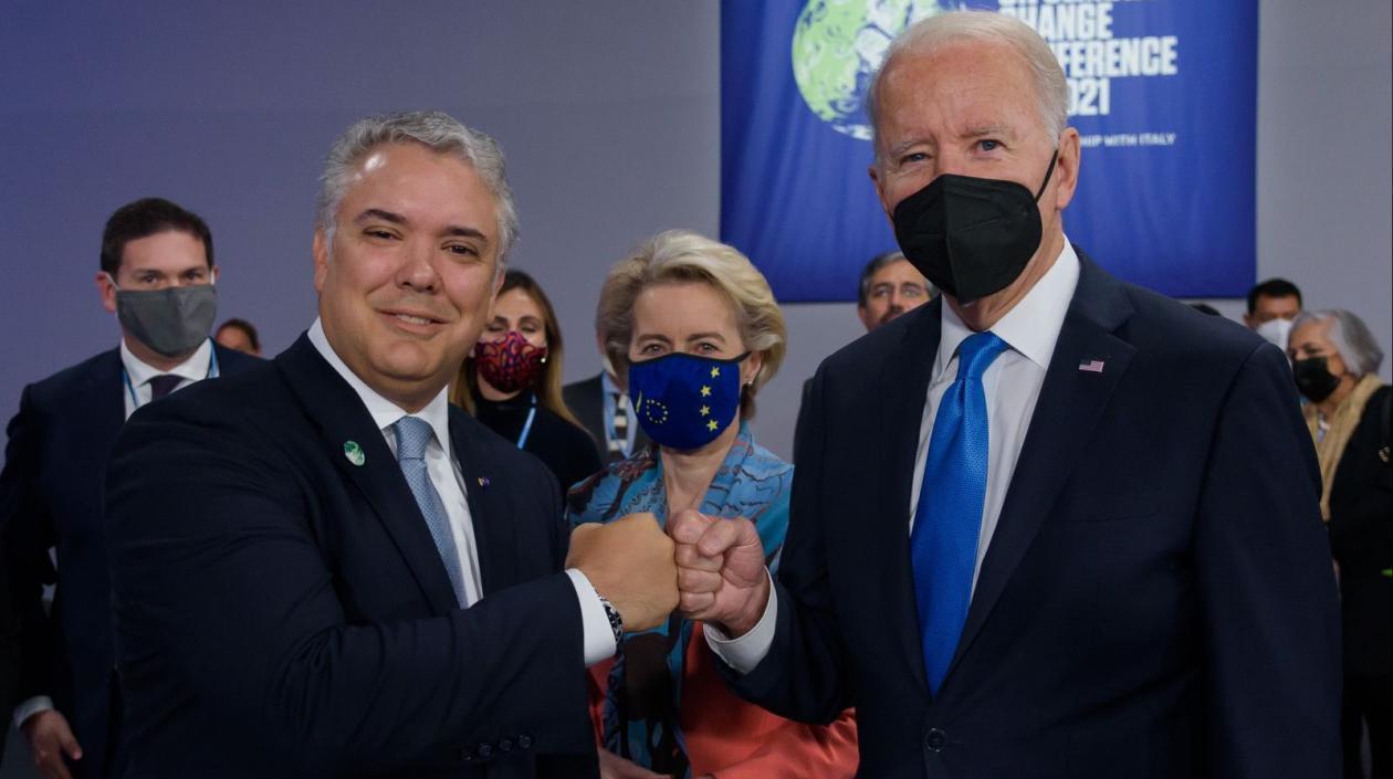 Presidente Iván Duque en un encuentro con el Presidente de EE.UU. Joe Biden.