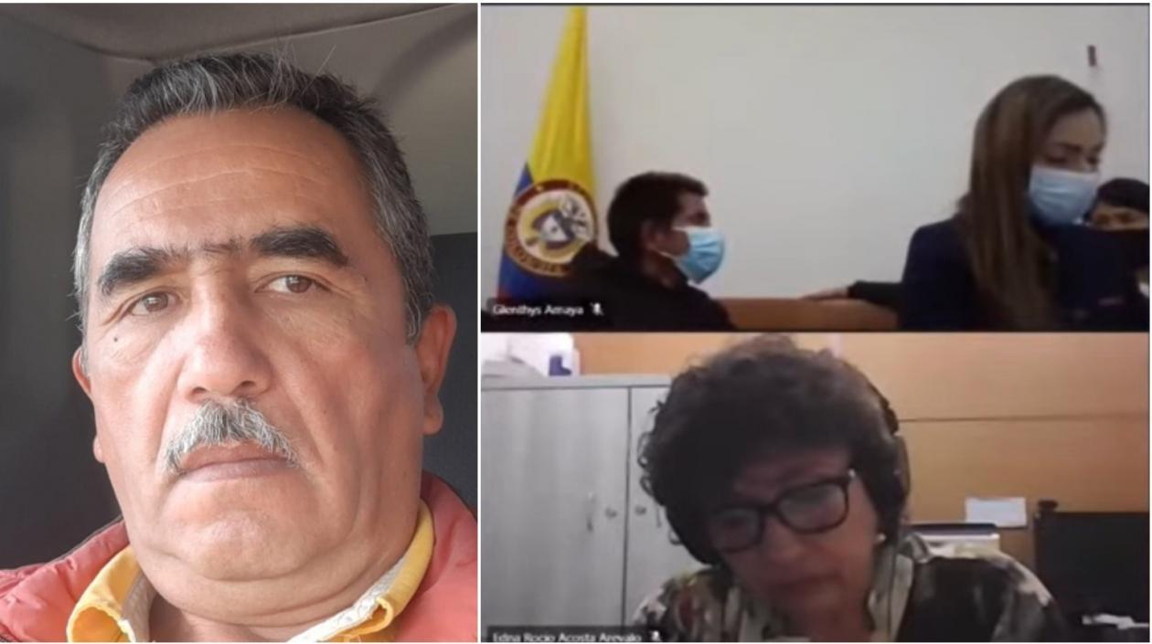 Hildebrando Rivera Gantiva, foto, conductor asesinado. En la otra foto audiencia.