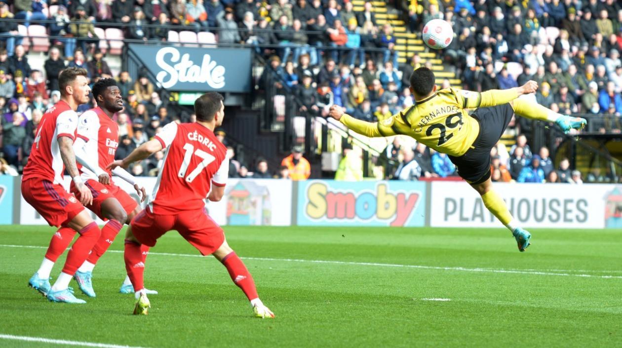 Acción del gol de Juan Camilo 'Cucho' Hernández. 