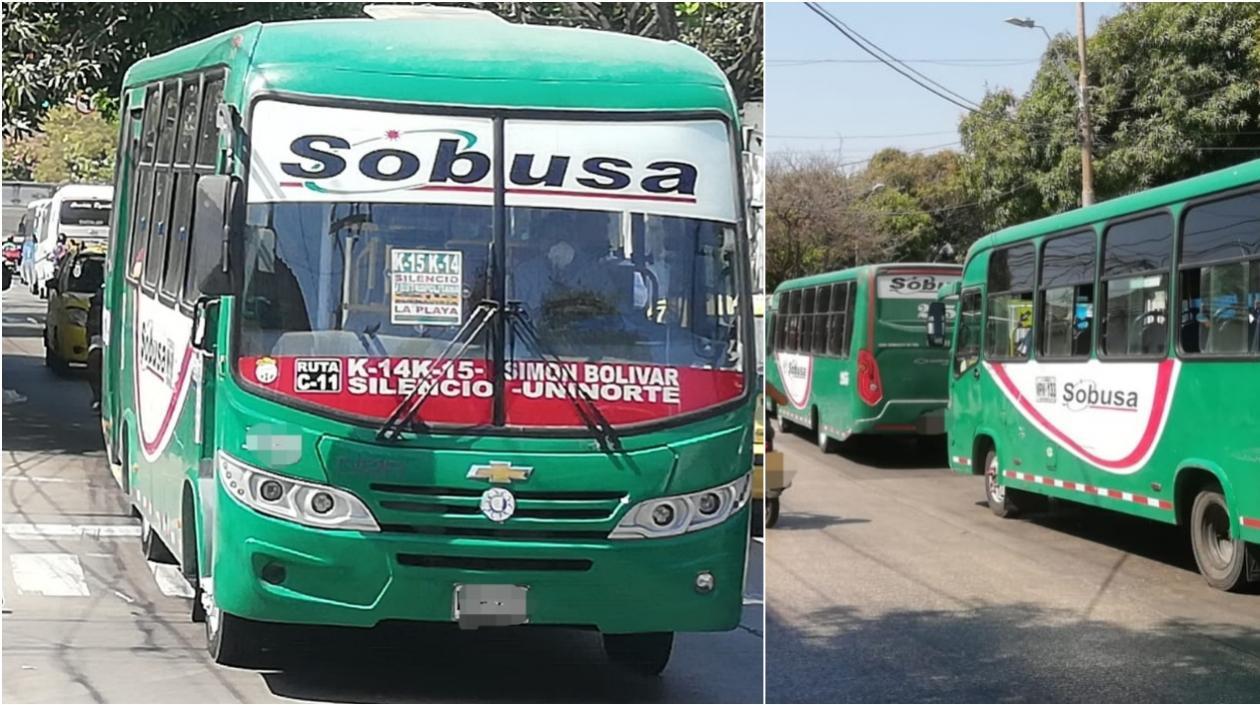 Buses de Sobusa pasan por la calle 53D con carrera 21, sitio del atraco en la madrugada de este miércoles.