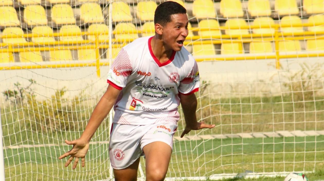 Zaid Fontalvo celebra el gol dela victoria ante Caldas. 