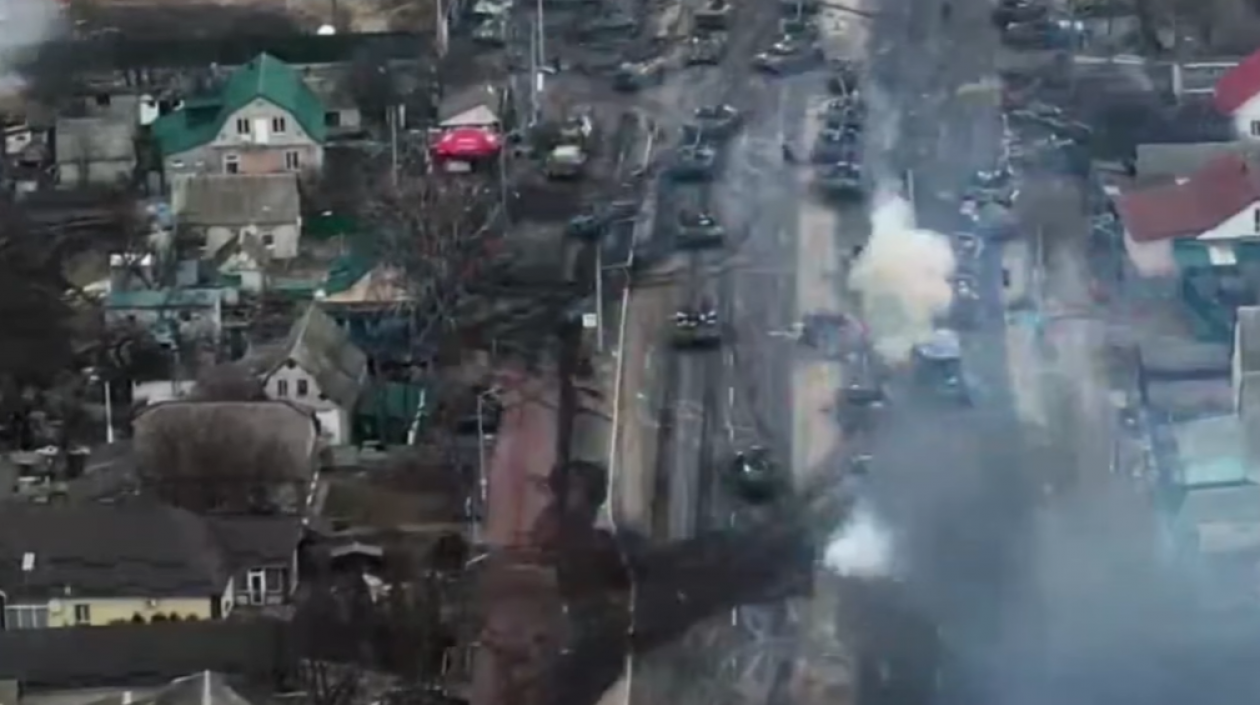 Imagen del ataque a los tanques rusos.